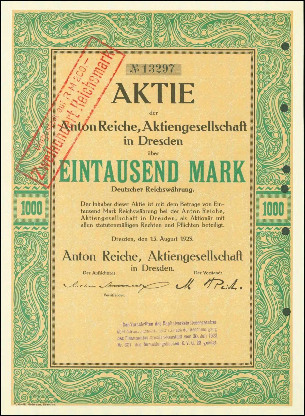 Anton Reiche Aktiengesellschaft – Aktie